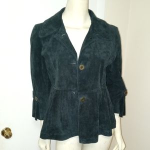 MARK ALAN | Vintage Black Suede Pleated Peplum Jacket Sz S/M